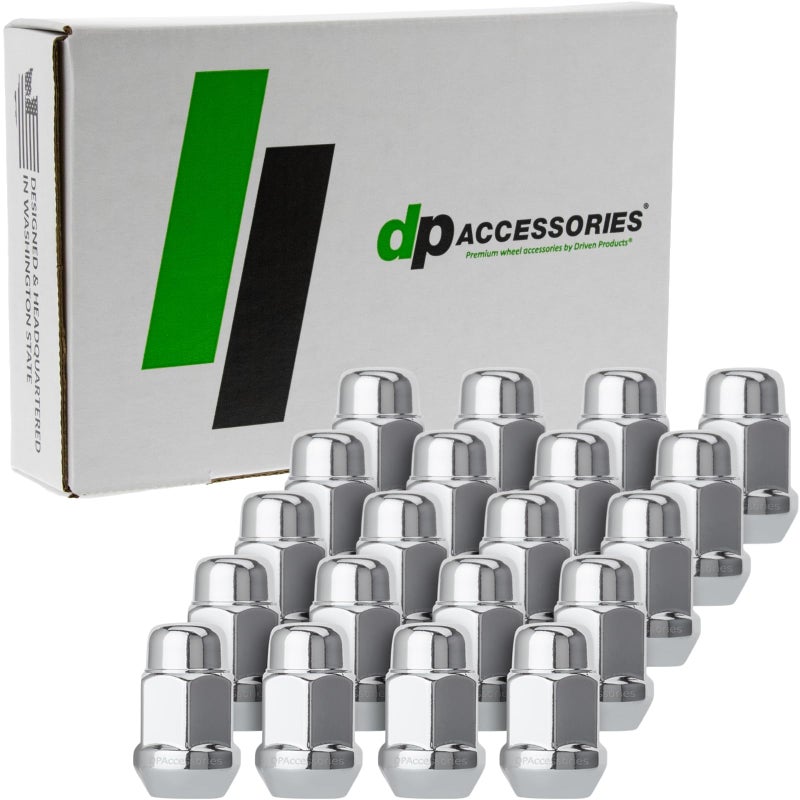 DPAccessories Chrome 1/2-20 Lug Nuts | Closed End Bulge Acorn | 36mm (1.4") Tall | 19mm (3/4") Hex | Set of 20 | D3112-HT-2305/20 - Image 1